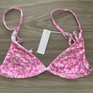 Women's Bright Pink & White Floral Freya Bikini Top S